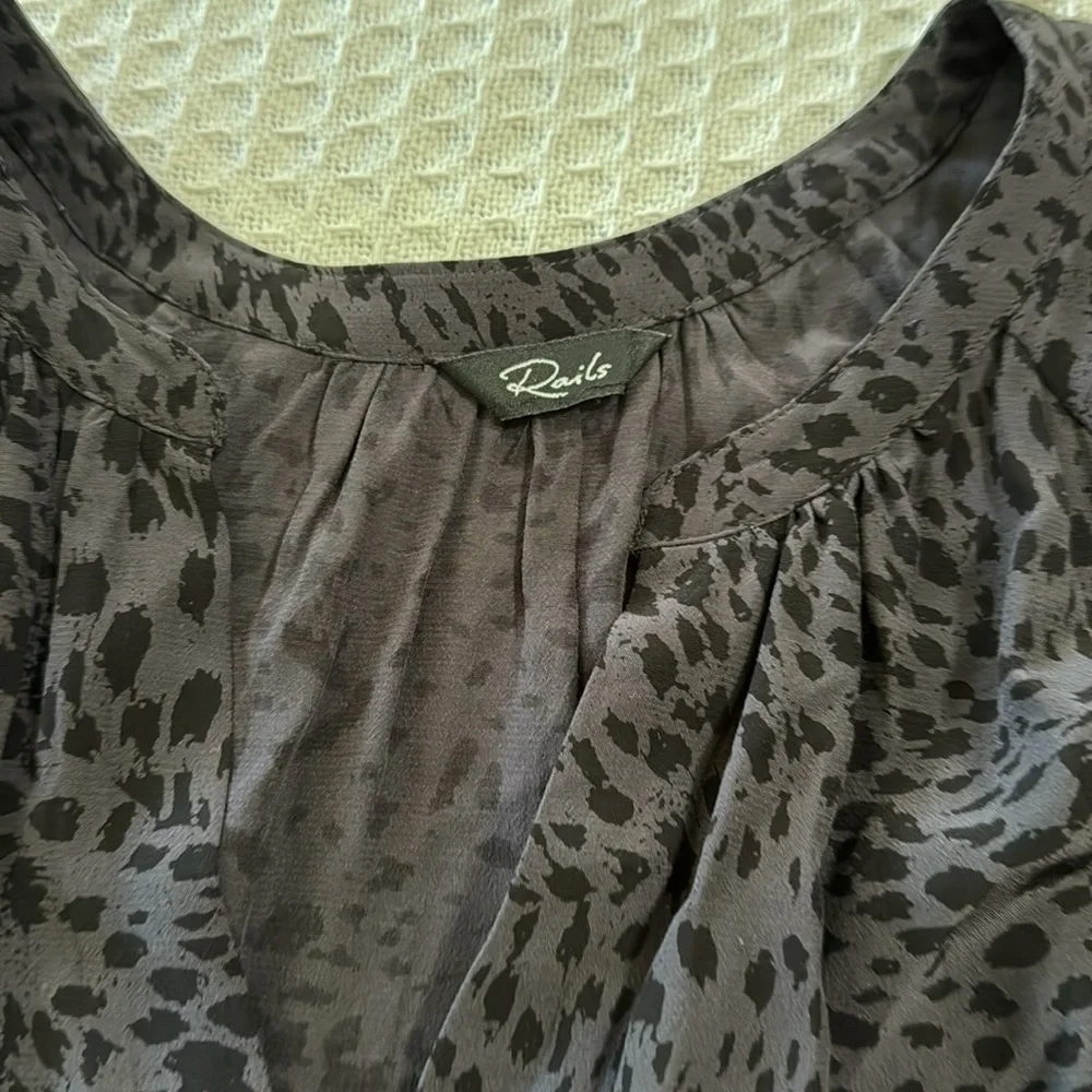 Rails Jasmine‎ Boho Long Sleeve Smock Waist Mini Dress  in Spotted Slate - Picture 5 of 14